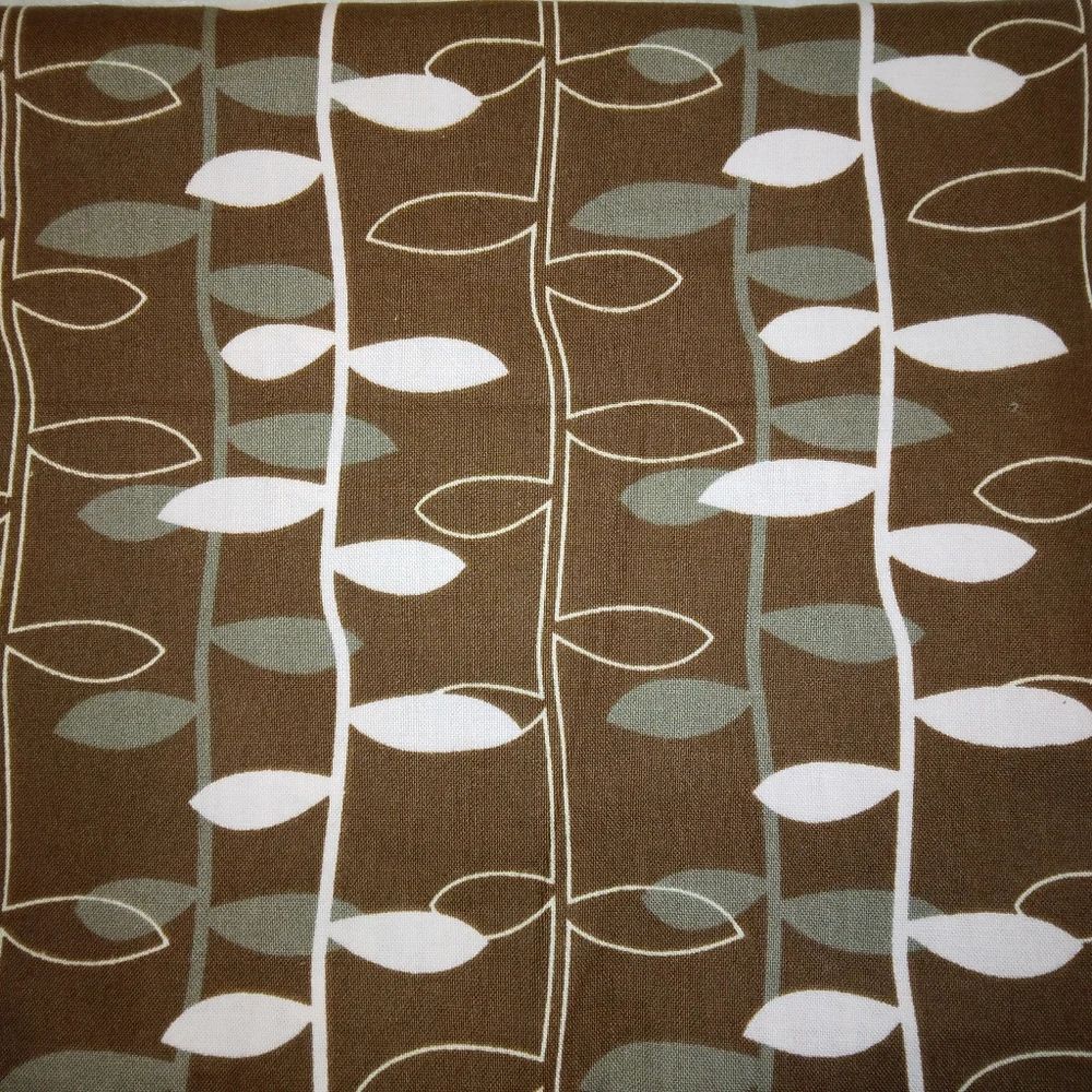 FABRIC 100% cotton Vertical vines on Brown, 1 yard plus 10 inches